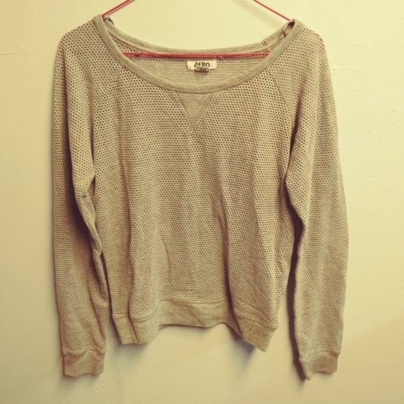 Aeropostale Sweaters - Aeropostale Gray Scoop Neck Open Knit Sweater - M